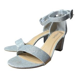 Soda Women's Silver Block Heel Sandals